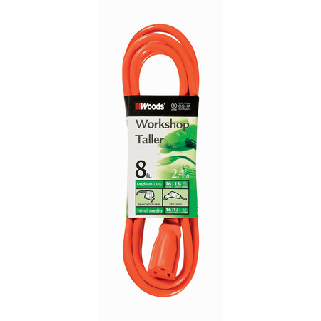 WOODS Extension Cord 8'L Org 265